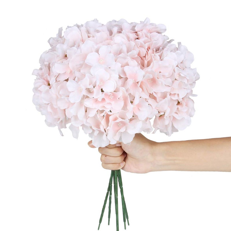 Exoment Silk Hydrangea Heads with Stems,Baby Pink Artificial Flower Heads DIY Wedding Centerpiece Home Party Baby Shower Decor (Baby Pink, 10) - Image 2